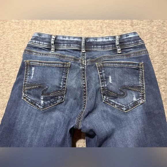 Silver Jeans Womens W31/L33 blue Suki Bootcut Mid Rise stretch distressed nice! - Picture 3 of 11